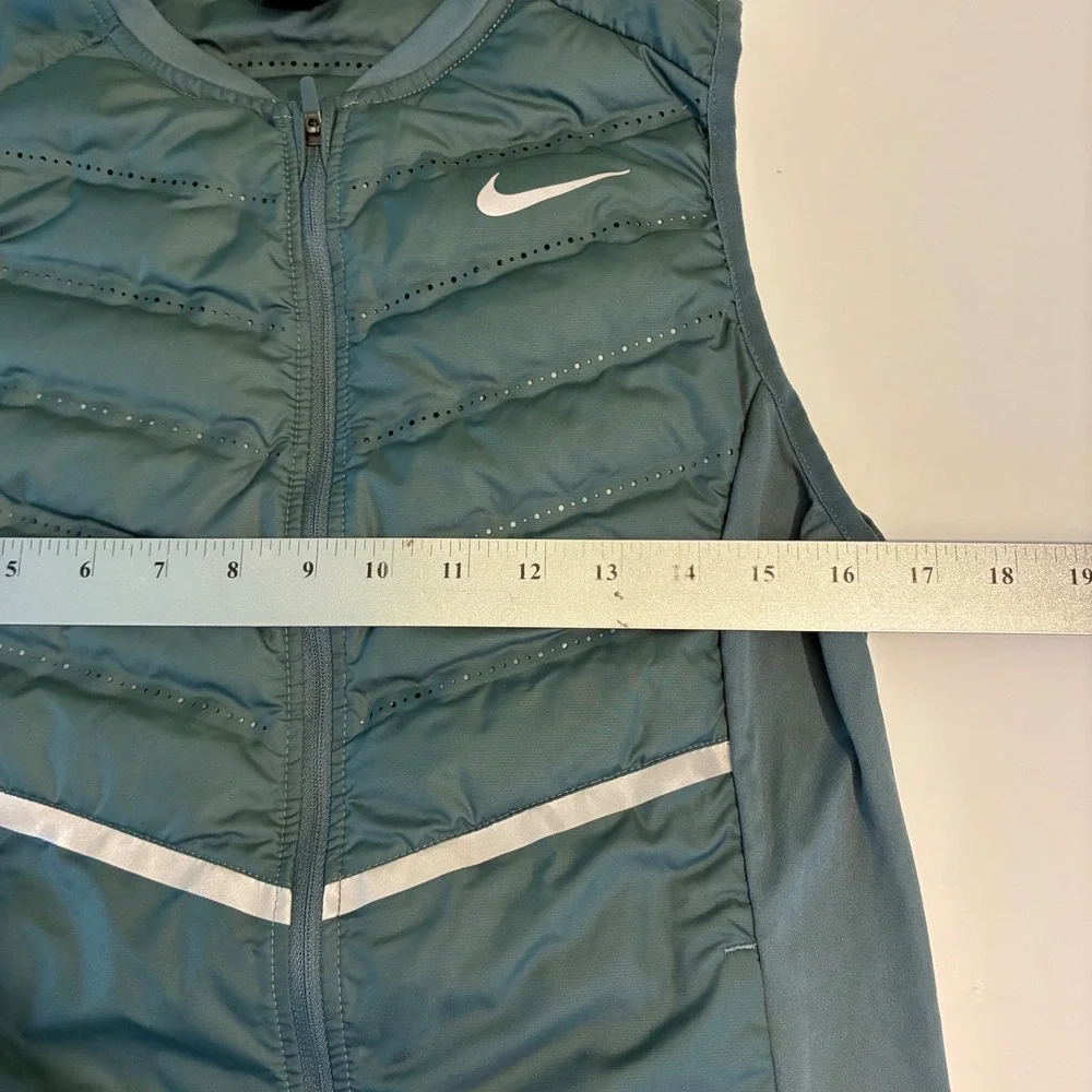 Nike AeroLoft Womens Medium Running Vest Teal Down Insulated Puffer Active